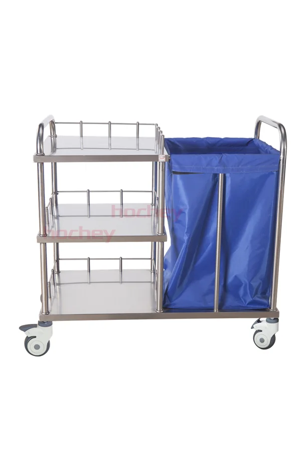 304 Stainless Steel Trolley Medical Waste Bin for Hospital and Clinic Medical Garbage Trolley Nursing Trolley