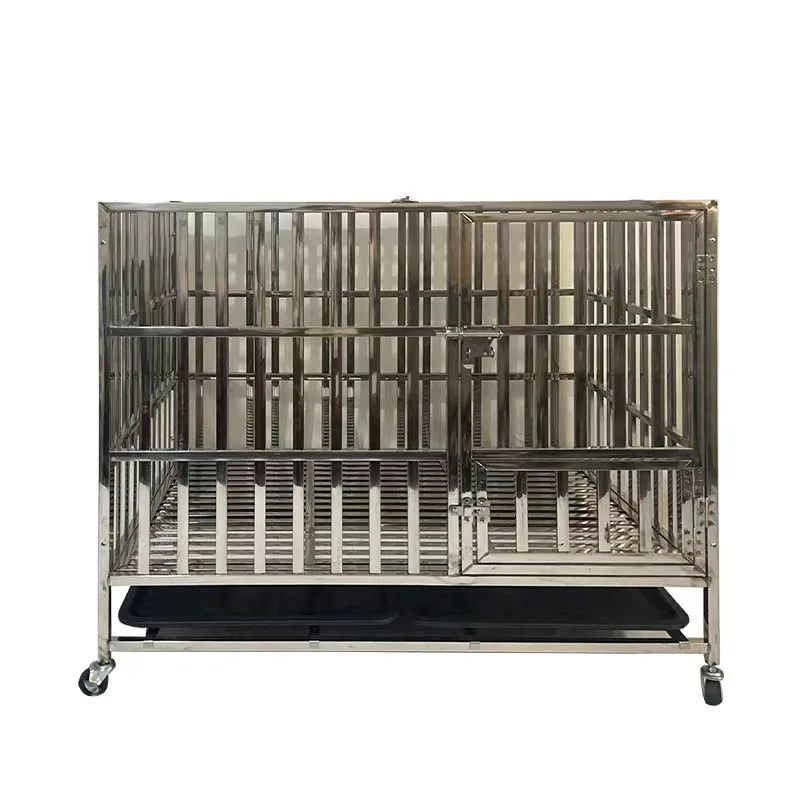 

Stainless steel dog cage, folding and assembled dog cage, with toilet, indoor bold