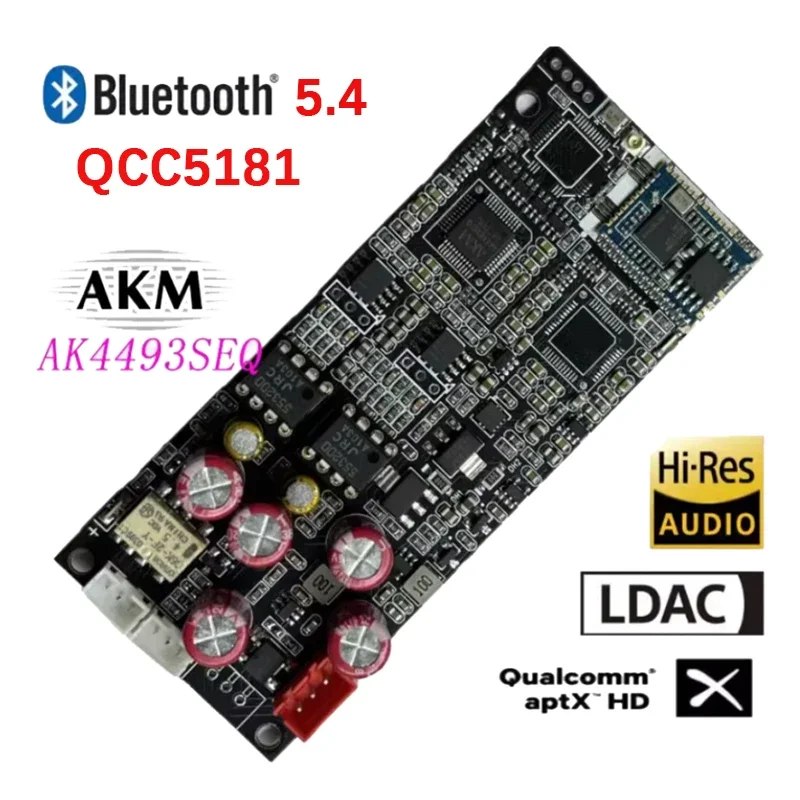 QCC5181 Bluetooth 5.4 Wireless Receiving Board AK4493 DAC Decode Dual NE5532 OP AMP Support LDAC/APTX 24bit/96Khz