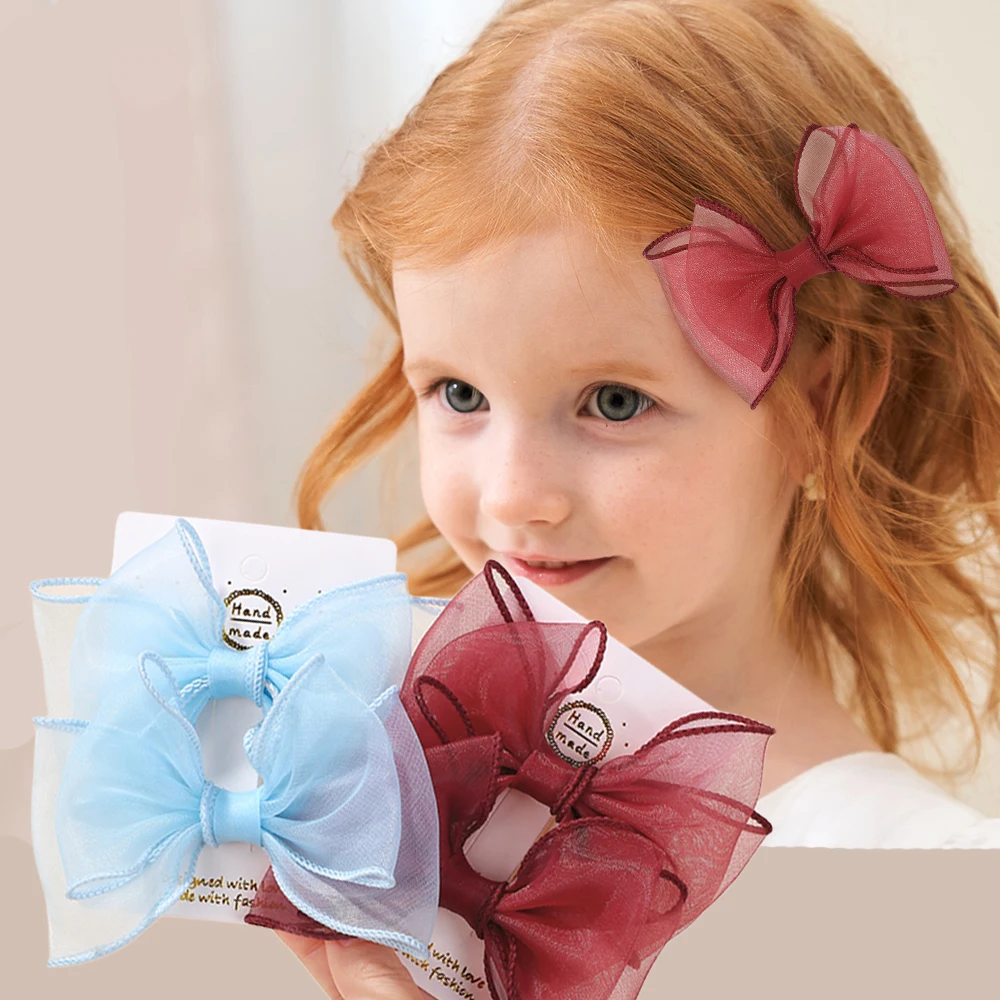 2 Stücke 4,3 Zoll Bögen Doppelschicht Garn Haarspangen Kinder Haar Pony Mädchen Nette Dress Up Haarnadel Kopfschmuck Haarschmuck Geschenke