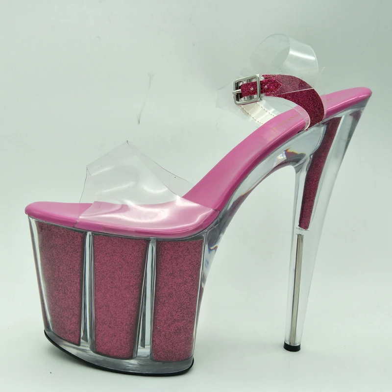 LAIJIANJINXIA New 20CM/8inches PVC Upper Fashion Sexy Exotic High Heel Platform Party Women Sandals Pole Dance Shoes E005