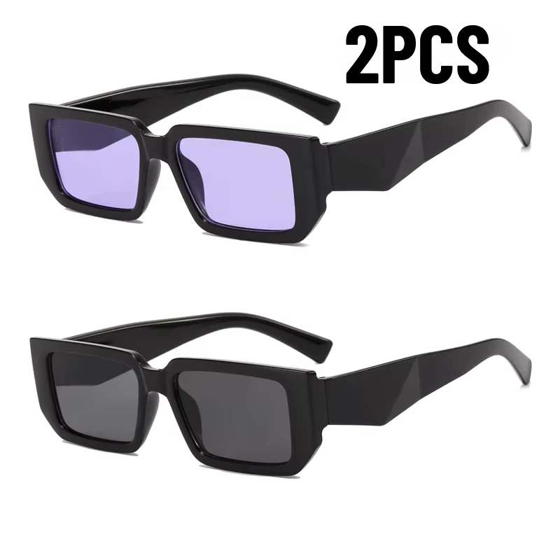 

2pcs Square Vintage Sunglasses Woman Brand Designer Sun Glasses Female Fashion Outdoor Ins Popular White Oculos De Sol UV400