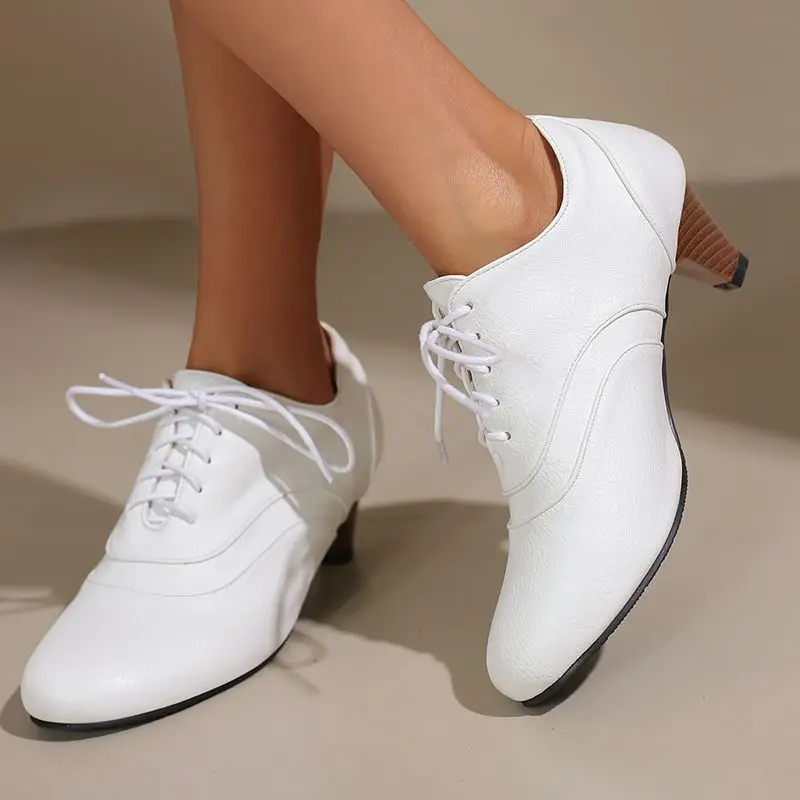 

SIMLOVEYO Весенние женские туфли-лодочки в британском стиле с круглым носком, необычные туфли на каблуке 5 см, мягкие повседневные офисные женские туфли на шнуровке, большой размер 48 49 50