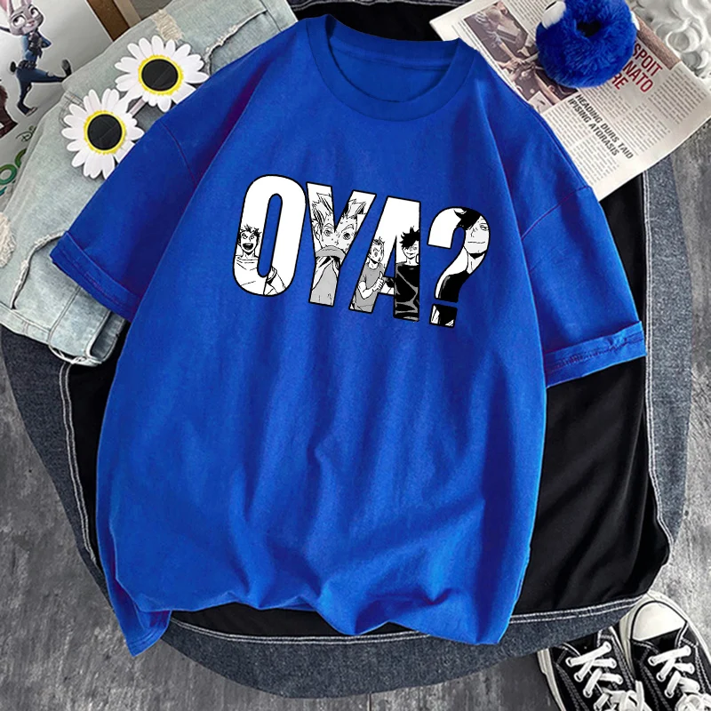 통기성 티셔츠 여성 Haikyuu OYA 힙합 캐주얼 블랙 반팔 탑티, 2022 여름 신제품 소프트 하라주쿠 Camiseta Hombre