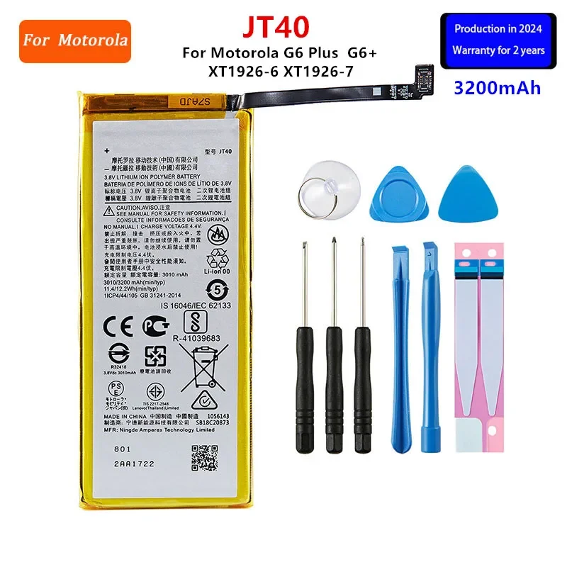 

100% Original JT40 3200mAh Battery For Motorola Moto G6 Plus G6P G6+ XT1926-6 XT1926-7+Tools