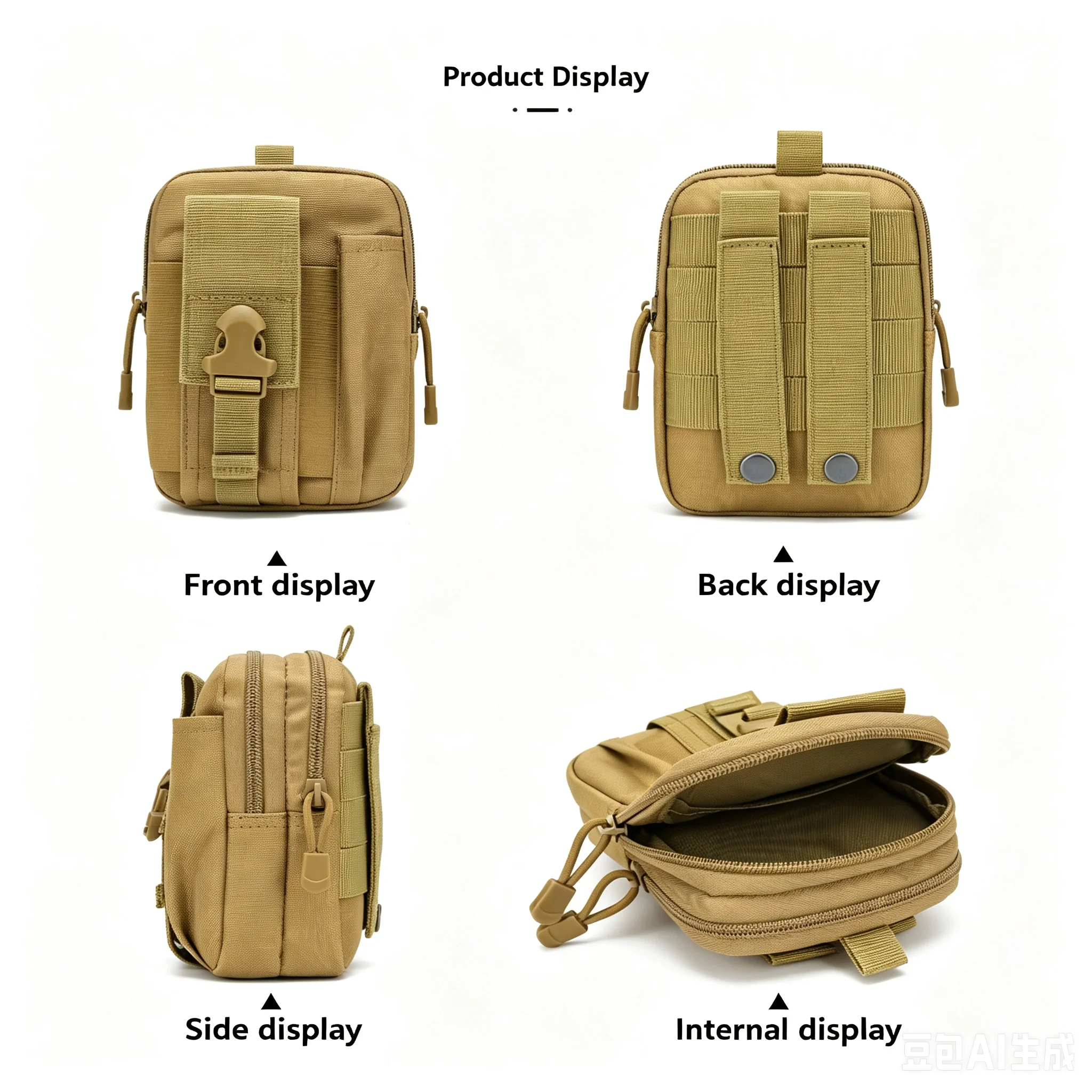 Bolsa Táctica MOLLE para Cintura, Tela Oxford 600D, Bolsa de Cinturón EDC, Multicapa, para Teléfono Móvil, Camping, Caza, Senderismo