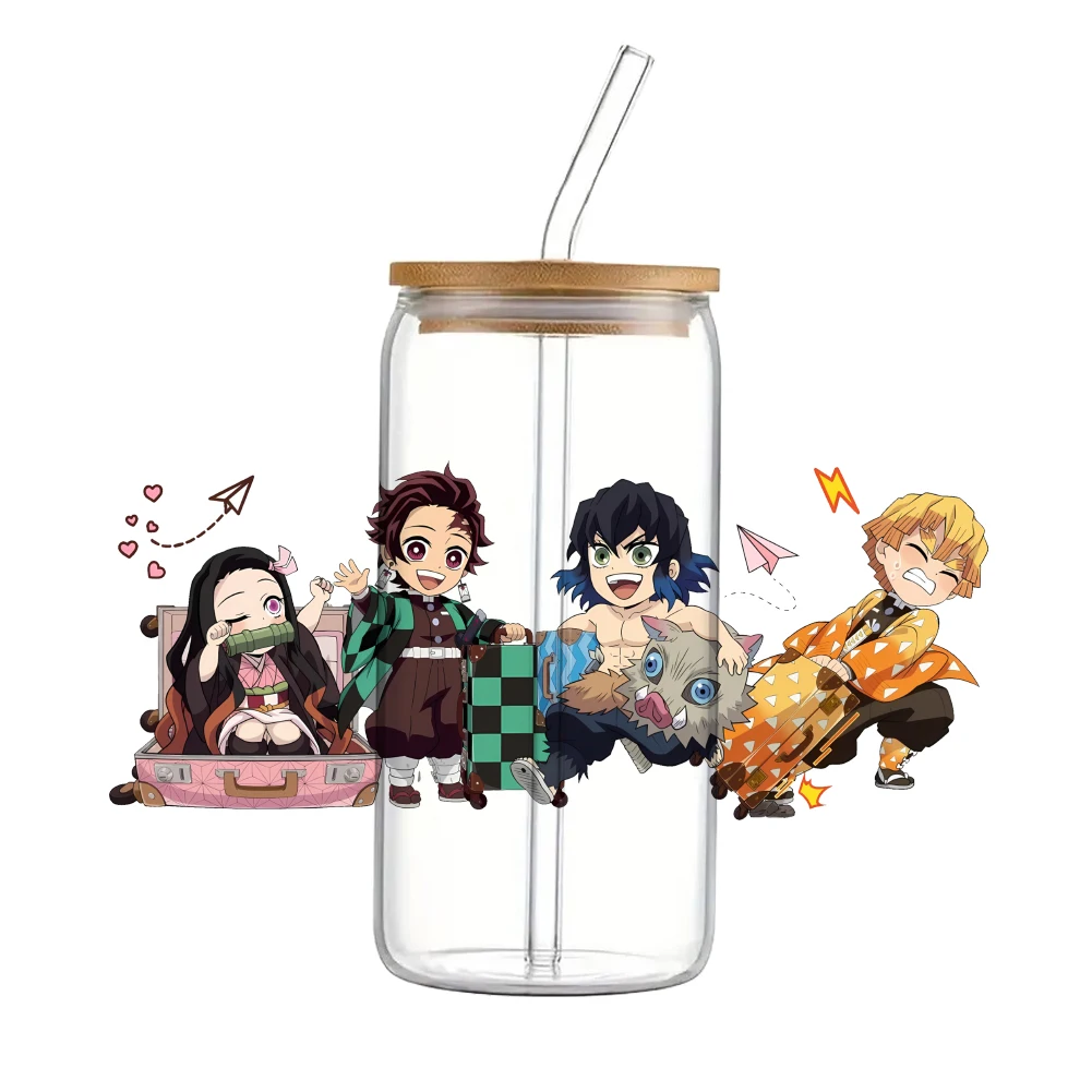 New 2024 Japanese Cartoon Anime For Libbey 16oz Can Glass 3D Waterproof UV DTF Coffee Can Wrap Libbey Glass Wrap