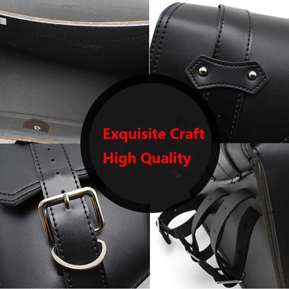 Black PU Leather Solo Saddle Luggage Bag with Mounting Straps Motorcycle Saddlebag For Harley Davidson Sportster XL883 XL1200