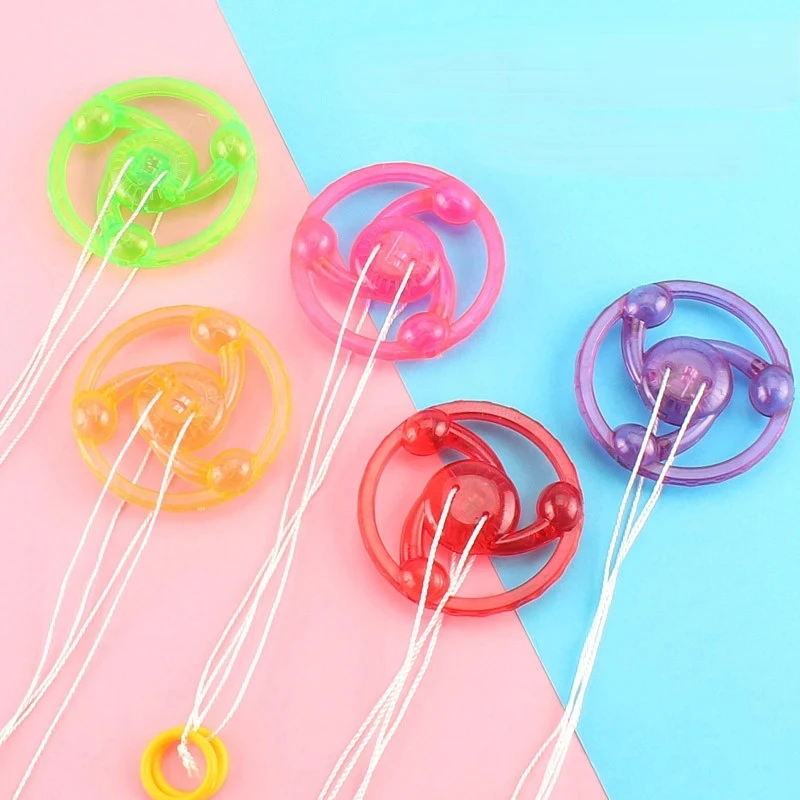 3/6pcs New Luminous Hand Pull Luminous Flashing Rope Flywheel Toy Led Light Toy Novelty Children Flywheel Flash Gyro Gift Toys
