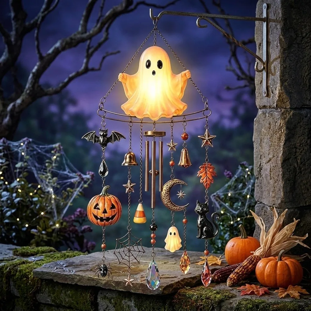 30cm For Acrylic Wind Chime Glow-in-the-Dark Halloween Wind Chime For Garden Yard Halloween Party Hanging Bells Decoration