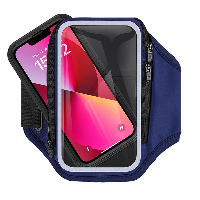 

HAISSKY Double Zipper Running Bags For iPhone 17 16 15 14 13 Pro Max 17Air 16E 15 Plus Sports Antifall Armbands Pouch For Xiaomi