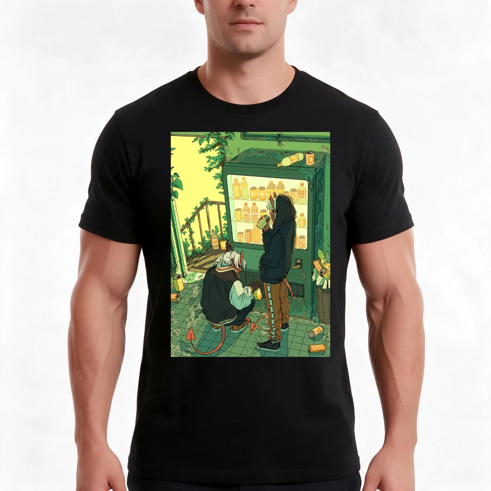 Rusty vending machine T-Shirt Summer Casual Cotton Tee Oversized Streetwear Tops Vintage Graphic Print Unisex Men Women