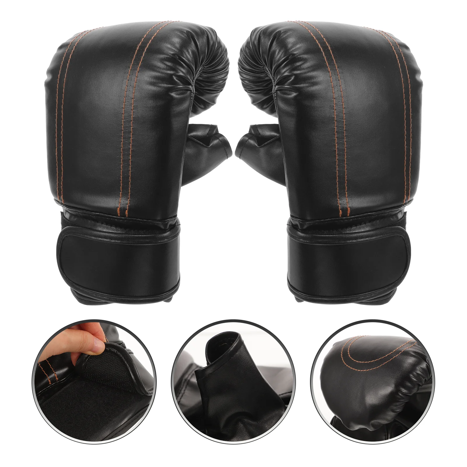 Fingerless Boxing Gloves Black Adult Child Kickboxing Sparring Martial Training Equipment Lightweight Portable Shock