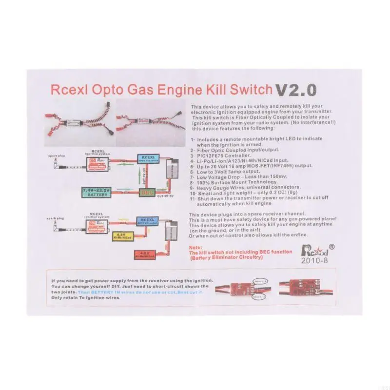 Ignition Switch Opto Gas Engine Switch Flameout Switch Set for RCEXL DLE20/DLE30/DLE55 L8RB