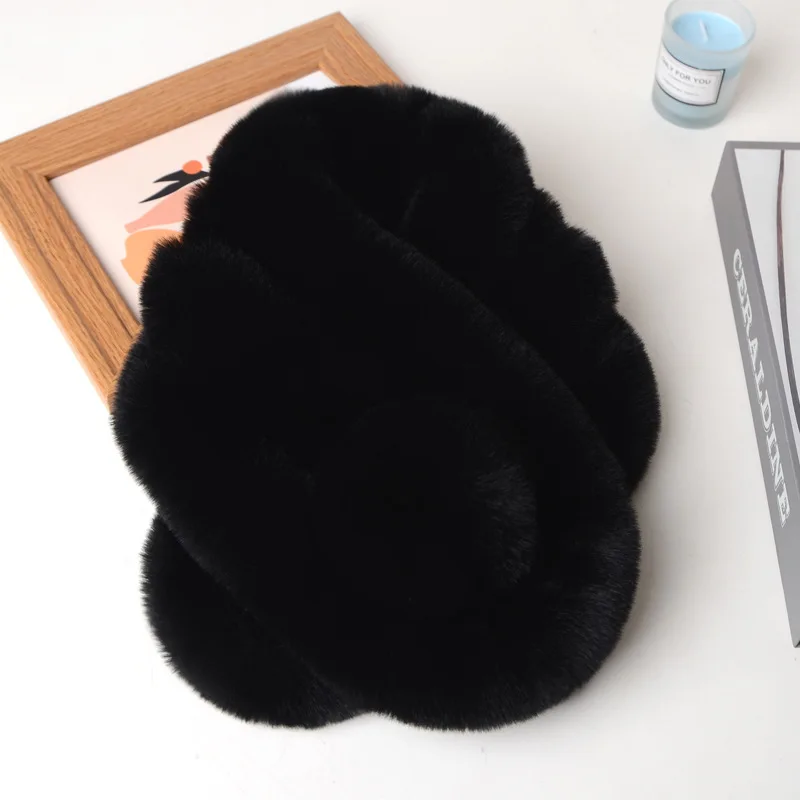 تقليد ريكس أرنب الشعر وشاح المرأة الخريف والشتاء جديد الفراء غطاء الرقبة التجارة الخارجية بالجملة الصليب أفخم وشاح دافئ #5