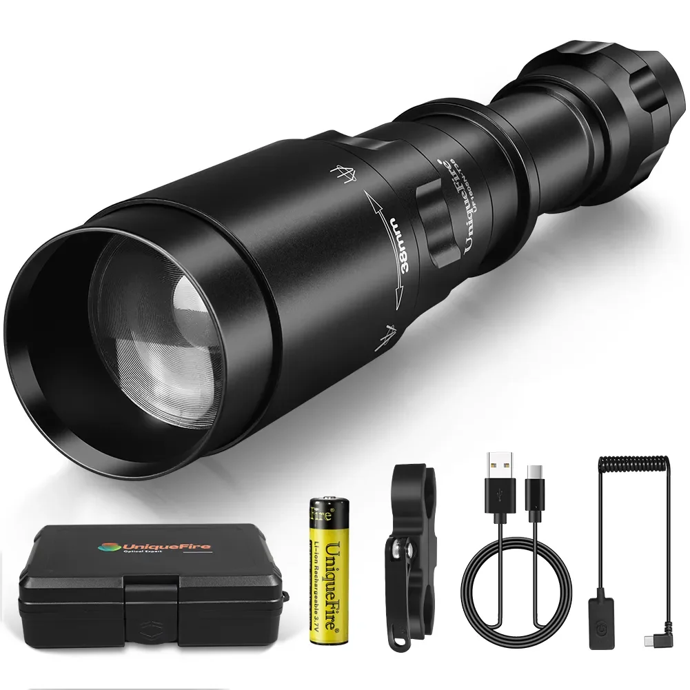 UniqueFire 1605 T38 Vcsel940nm Vcsel850nm LED IR Flashlight Set Dimmer Swtich Indicator USB C Rechargeable Torch Max.1500 Meters