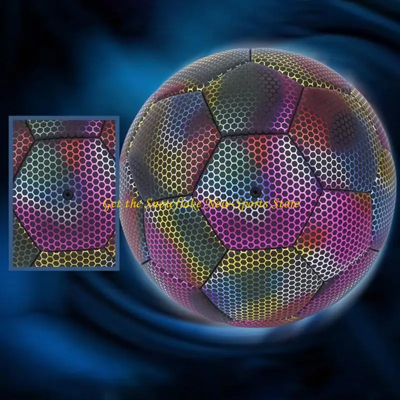 E56D Luminous Soccer Ball Football Holographics Reflective Football for Night Games