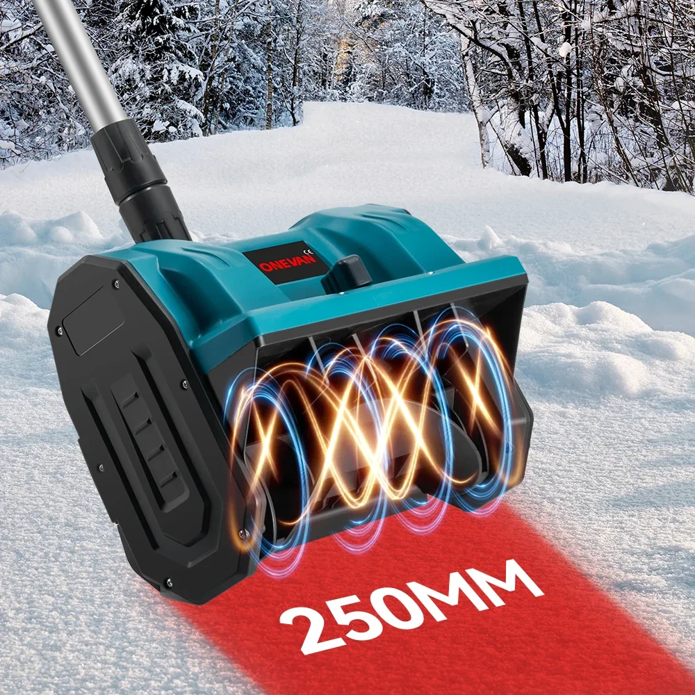 ONEVAN 2500W Brushless Electric Snowplow Foldable Cordless Snow Shovel 21V Lithium Electric Snow Sweeper For Makita Battery