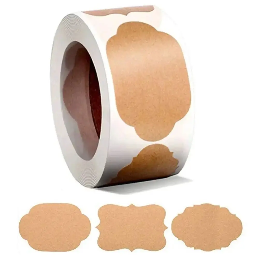 

300Pcs/Roll New Self-adhesive Kraft Paper Stickers Organizer Label Brown Gift Tags DIY Sealing Jar Tag