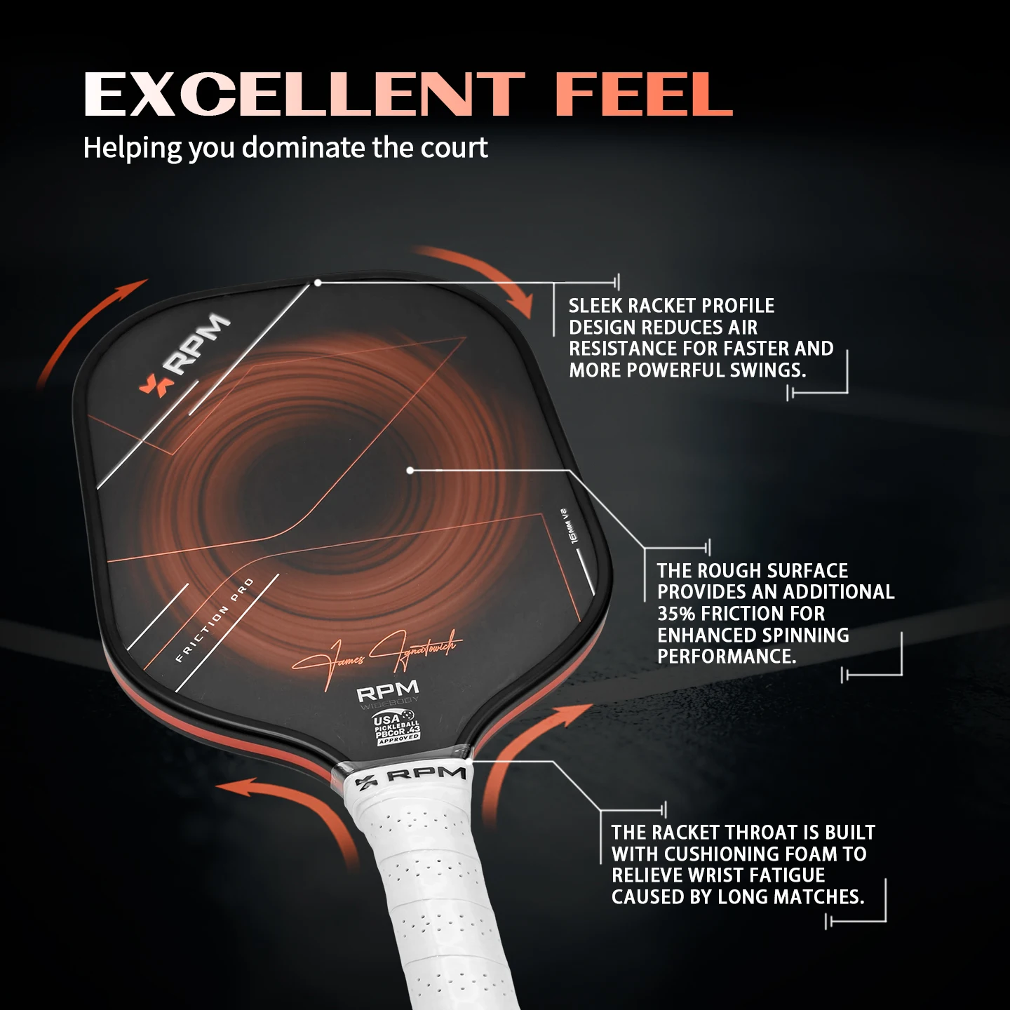 Original RPM V2 Pickleball Paddle 1:1 Scale Design Spin‑Optimized Hot‑Pressed T700 Super‑Rough Honeycomb Pro Pickle Racket Custo