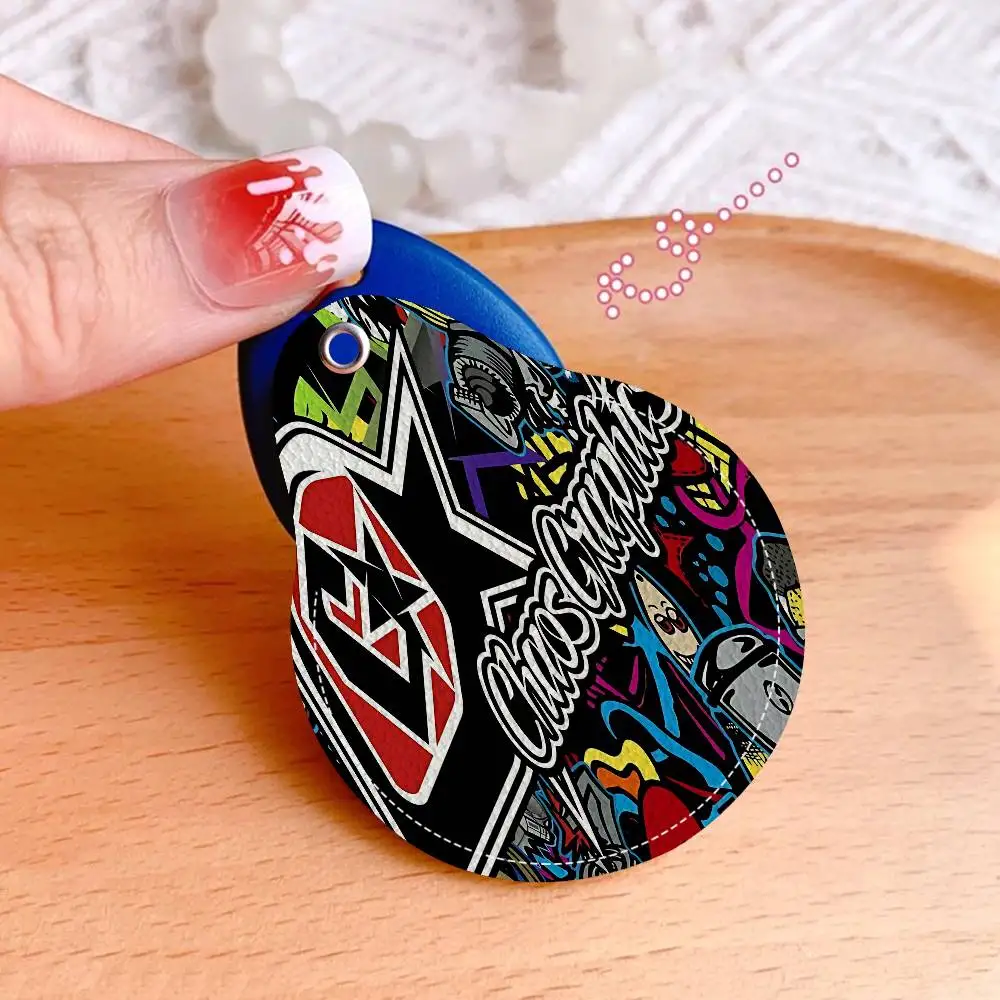 Troy Lee Design Fashion Keychain Access Card Bag Key Tag Ring Leather Card Holder Keychain Key Ring Door Lock Access Tags