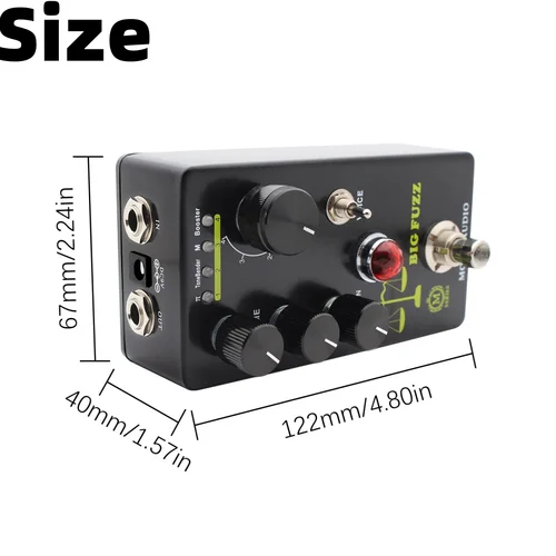 Imagen 2 del producto Mosky Big Fuzz Pedal de efecto Fuzz Dispositivo de efecto magnético de guitarra con 4 botones Adecuado para accesorios de instrumentos de bajo de guitarra