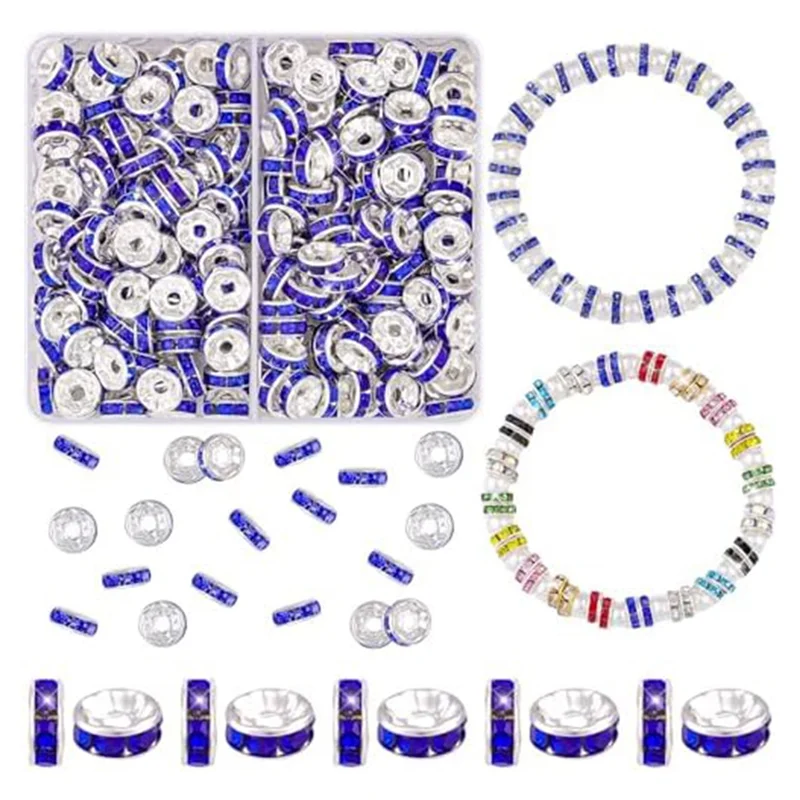 8Mm Spacer Beads For Crafting, 15 Colors Rondelle Spacer Beads Box, Fancy  Crystal Rhinestone Beads-AB52