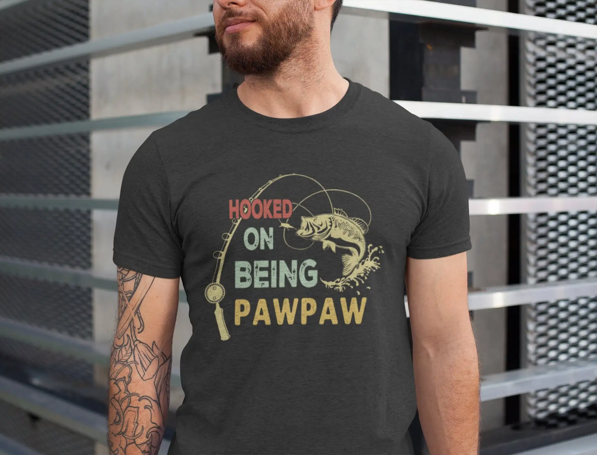 Hooked On Being Pawpaw T Shirt Fishing Dad Cute Father'S Father Day