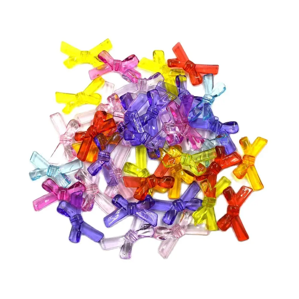 10/50pcs Multicolor Acrylic Bow Bead Loose Beads Decoration DIY Jewelry Headwear Necklace Making for Women
