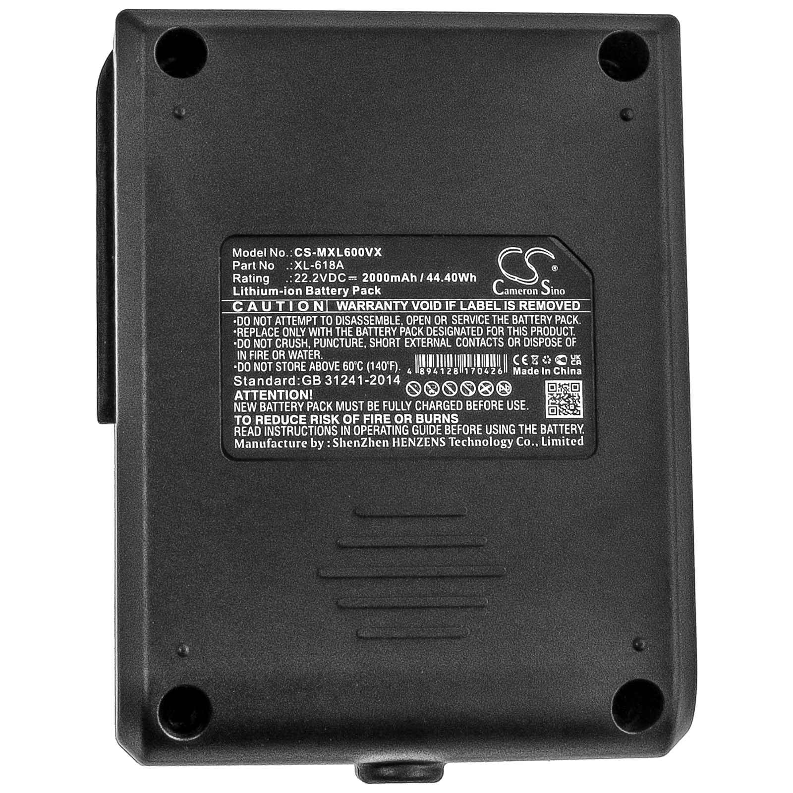 CameronSino Vacuum Cleaner  Li-ion  Battery 22.2V/2000mAh XL-618A for Moosoo X6