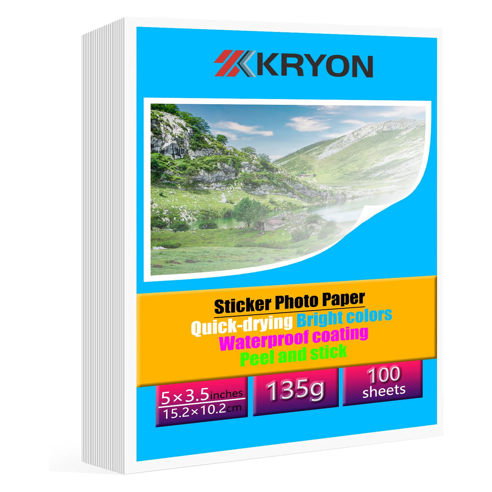 100매 접착식 광택 사진 용지 5x3.5인치-사진, 엽서, 인사말 카드용 프리미엄 잉크젯 프린터 용지