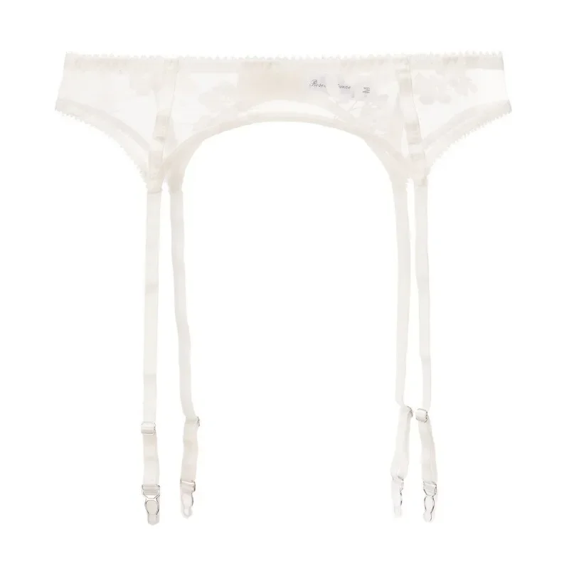 Sexy Solid Garter Strap Women's French Style Ultra-thin Embroidered Lace Suspender Bra with Clip on Stockings and Garter Straps view 3