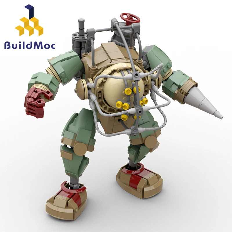 

BuildMoc, экшн-игра, биошок, робот Mecha, набор строительных блоков, большой папа, фигурки стрельбы, защитные блоки, игрушки для детей, подарок