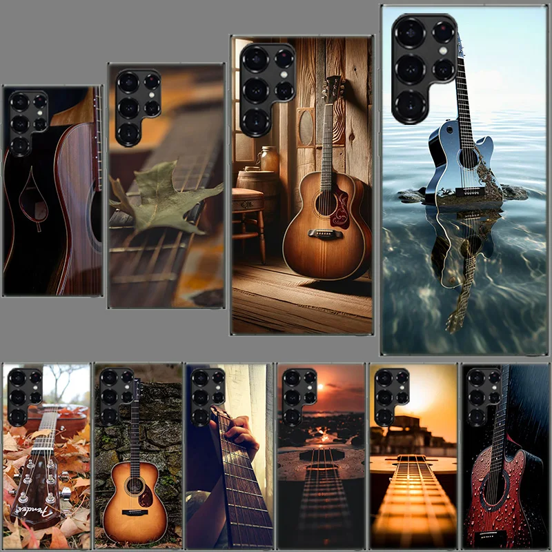 Guitar Collection Clear Case for Samsung Galaxy S24 S22 Ultra S23 S21 S20 FE Capa Phone Cover S10 S9 S8 Plus S10E Shell Coque