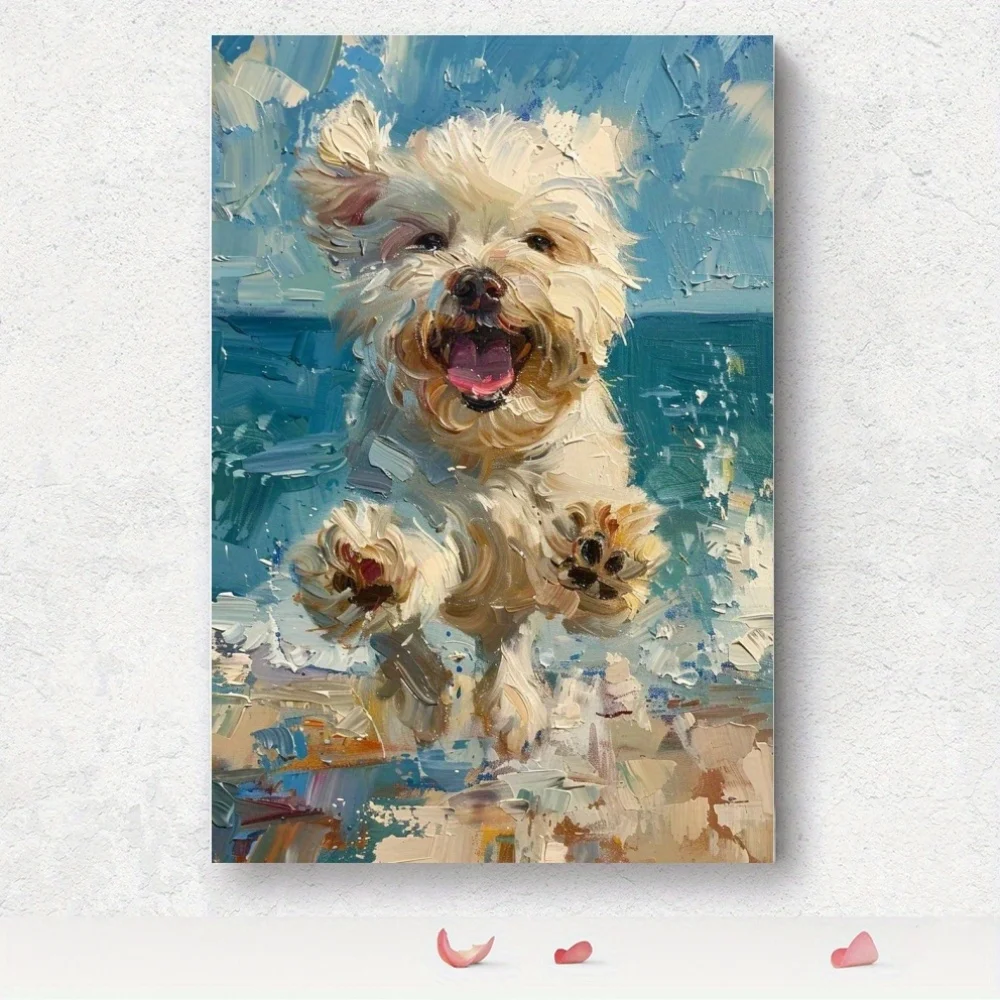 1pc Adorable little dog No Frame Canvas Poster High quality Wall Art Prints Poster Direct hanging Wall Picture Decor