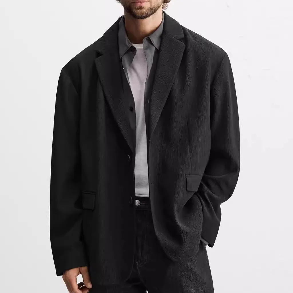 

Busin Casual Long Sve Suit Jaet Autumn Winter New Arrival Men's Faion Urban Sle Loose Fit Single Button Closure