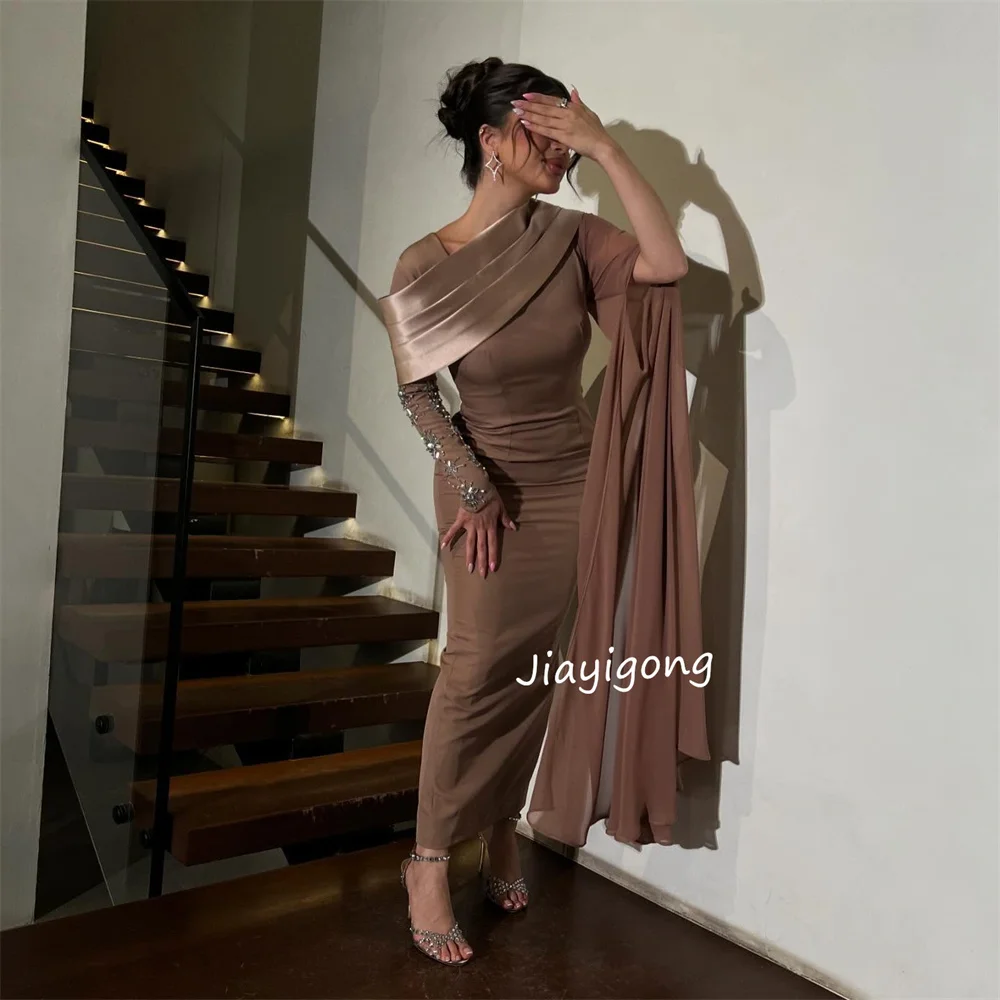 Abiti midi con ritratto dritto con pieghe di paillettes in jersey squisito personalizzato Moda per occasioni su misura