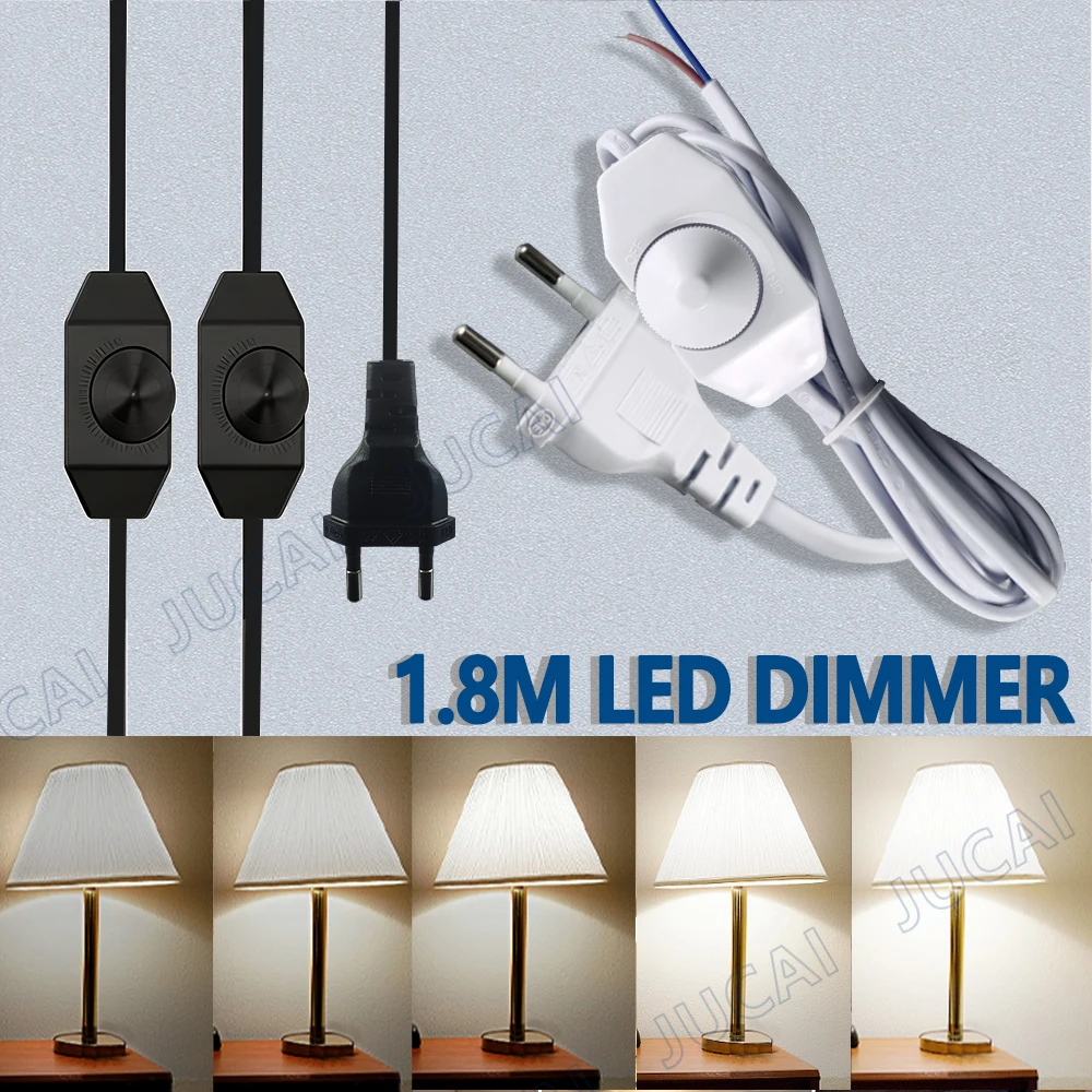 

AC Power Cord 1.8m on-off Switch Plug Wire Two-pin EU Plug Cable Extension Cords Power Cord dimmer European standard plug