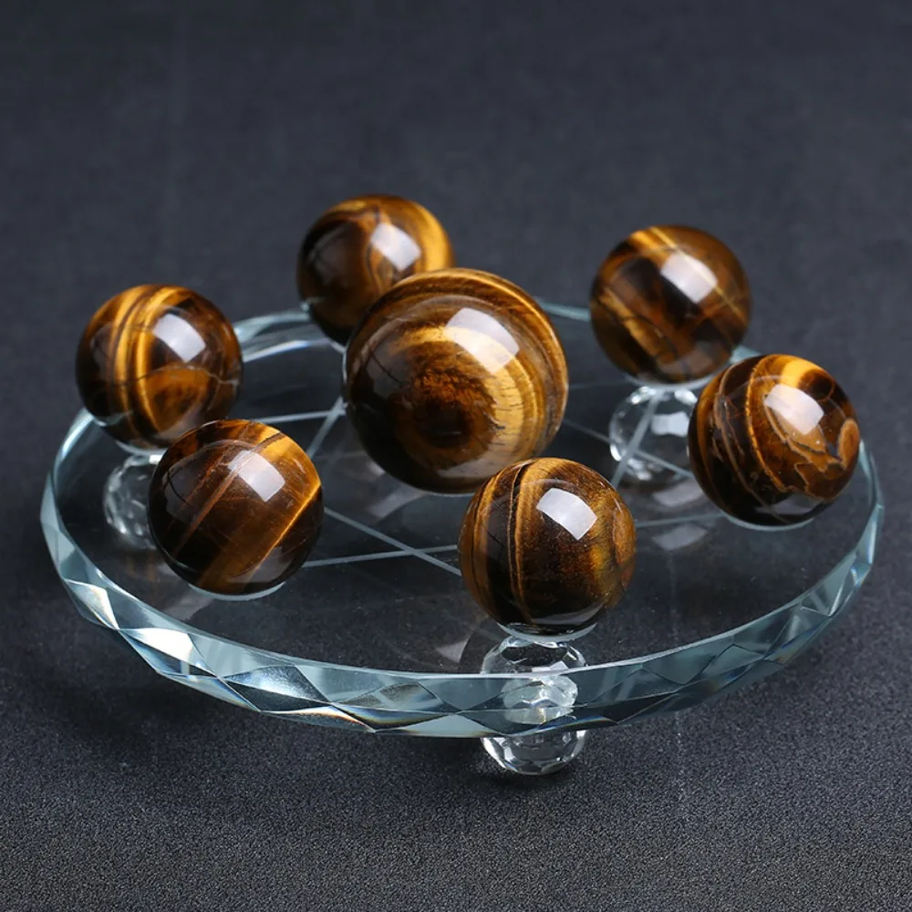 Natural Tiger's Eye Stone Crystal Ball Seven Star Array Stand Set Reiki Healing Crystals Feng Shui Home Decor Ornaments