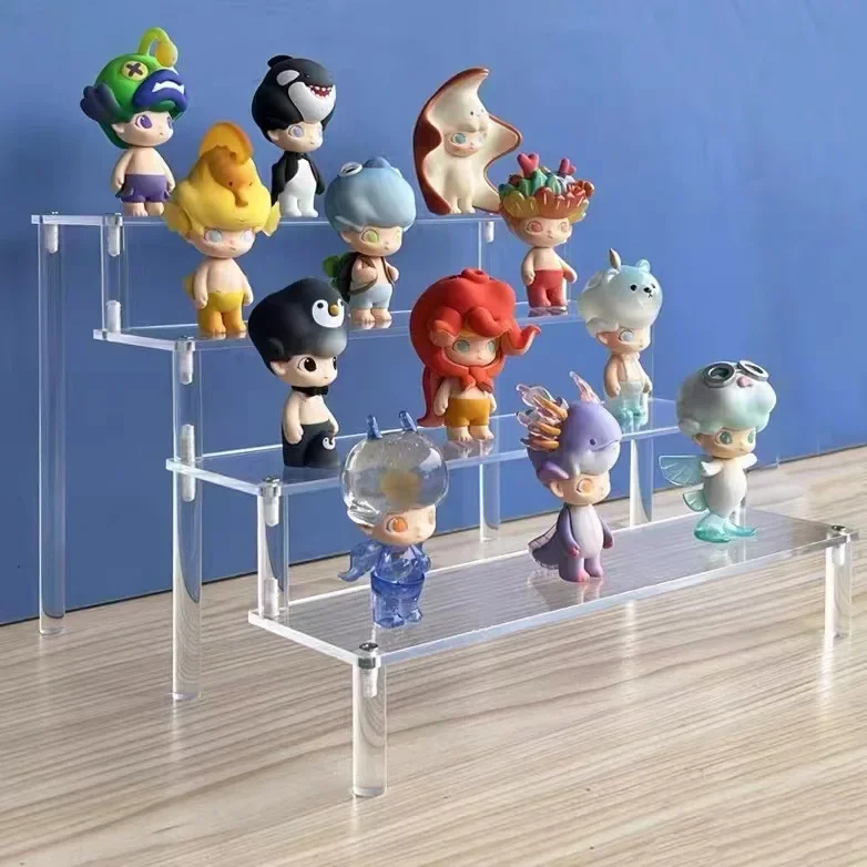 Acrylic Display Wood Riser Rack Perfume Shelf Makeup Storage and Action Figure Holder Car Model Cupcake Stand Storage Holders