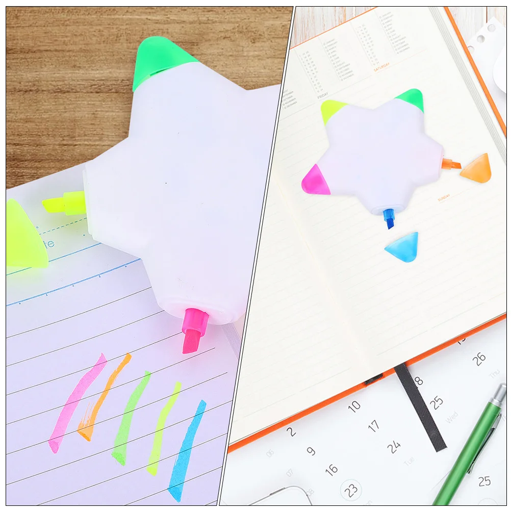 

3Pcs Star Shape Highlighters Multicolored Fluorescent Pens Bright Color Markers for Adults Smooth Writing Scrapbooking