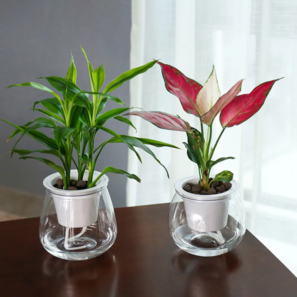 Transparent Self-Watering Plant Flower Pot Lazy Flowerpot Plastic Planters Home Garden Decoraction Bonsai Supplies