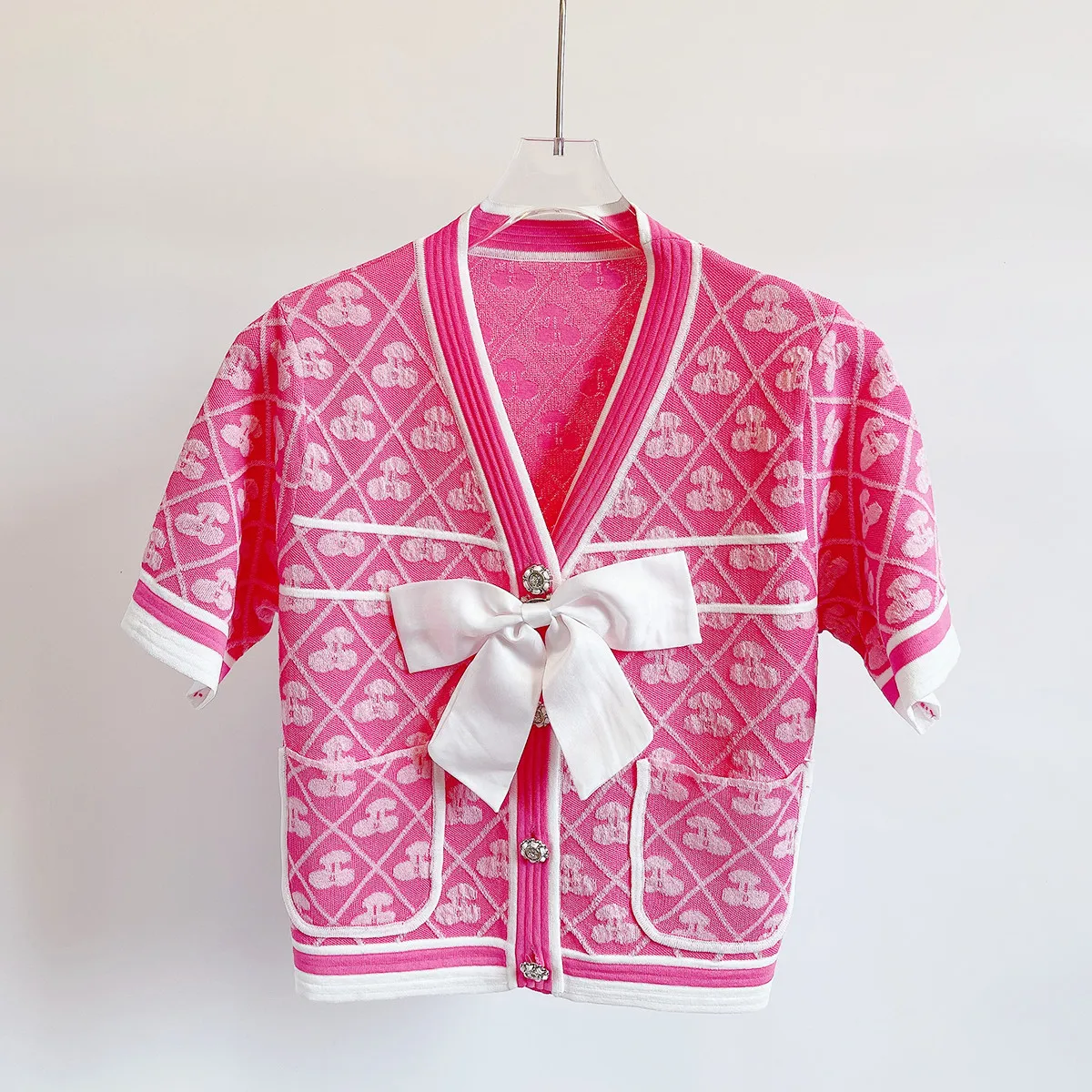 

Высококачественная версия V-Ne Knitted ort Sve Knot Color Blo Summer Faion Top een Knot ort Sve ...