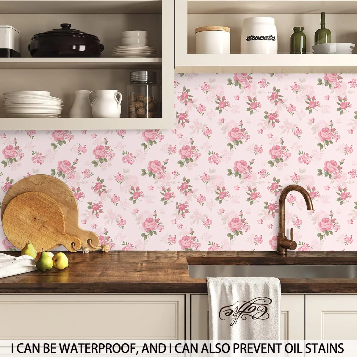 1pc Pink Floral Pattern Peeling Pasting Pvc Recycled Wallpaper Vinyl Self-Adhesive Cabinet Wallpapershelf Wall Decoration view 6