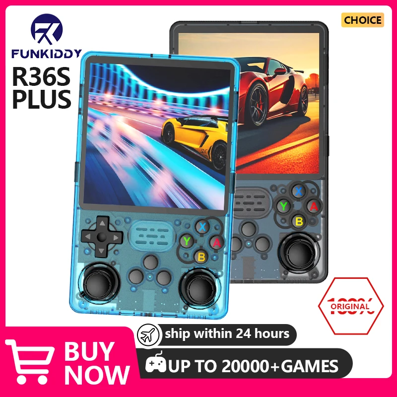 

FUNKIDDY New Year Game Partner R36S Plus Handheld Games Console Retro Video Game Player 4" IPS Screen ARKOS2.0 15000+ Games