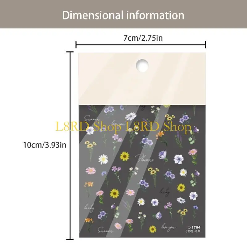 L8rd 4 hojas uñas las flores pegatinas arte adhesivos pegatinas uñas uñas florales calcomanías