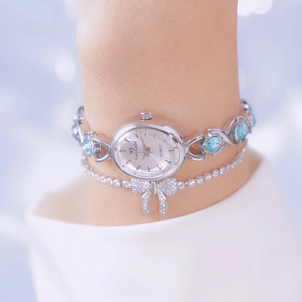 Fashion Luxury Rhinestone Ladies Bracelet Quartz Wristwatch Elegant Women's Watch Stainless Steel Band Reloj Mujer