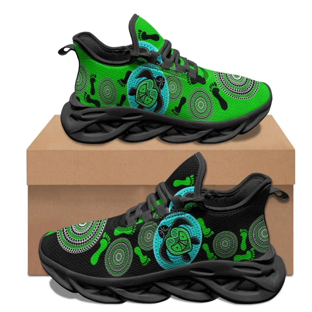 

Повседневные туфли-балетки с дизайном австралийских аборигенских черепах, женские кроссовки на шнуровке с изображением коренного искусства, винтажные кроссовки для бега, подарок