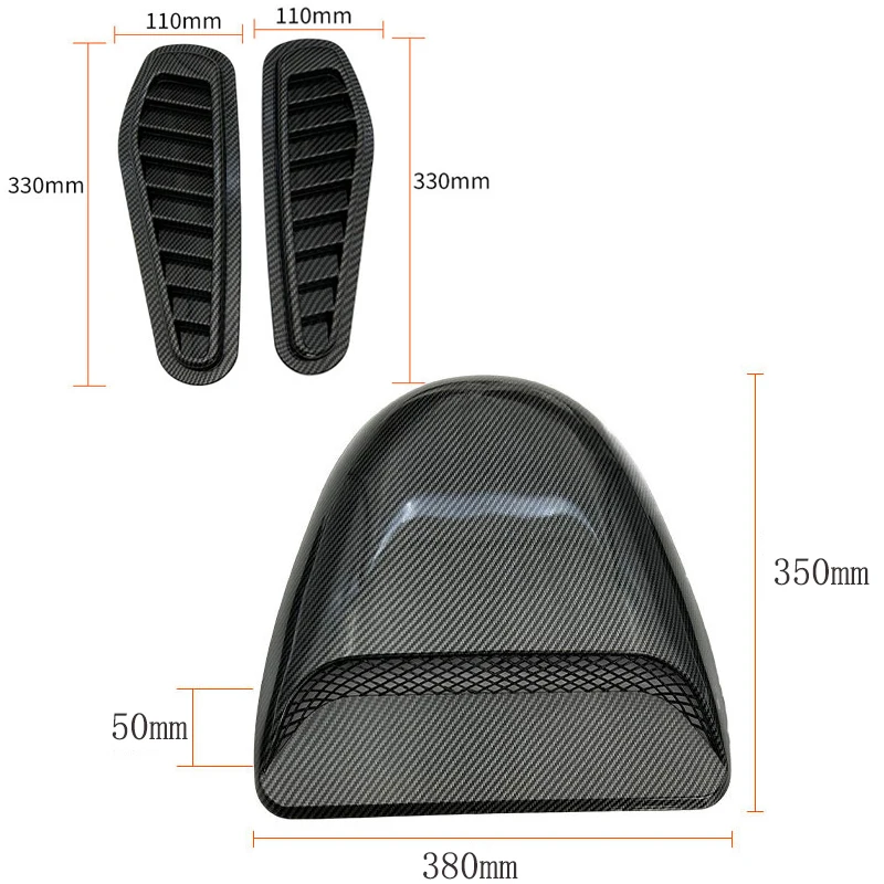 Car Hood Scoop Decorative Cover Universal Auto Airflow Tuning Bonnet Vent Sticker Modification Accessory