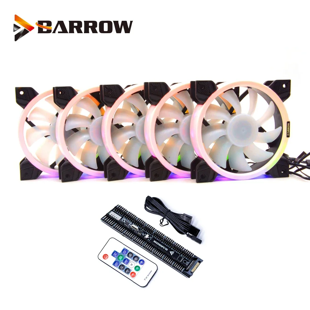 

Barrow PWM Fan Size 120*120mm Fan use for Radiator Computer Case with Aurora RGB Light 4PIN Fan 5V A-RGB 3PIN Support to AURA